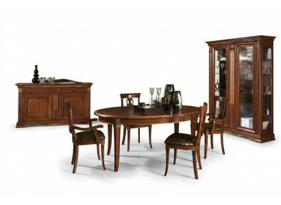 Iessdësch Garnitur Designer Dëscher + 4x Stull Set Massivholz Komplett Set Wunnen