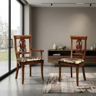 Stull Brong Design Wunnzëmmer Holz Iesszëmmer Still Polster mat Äermleen