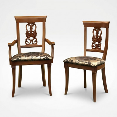 Stull Brong Design Wunnzëmmer Holz Iesszëmmer Still Polster mat Äermleen
