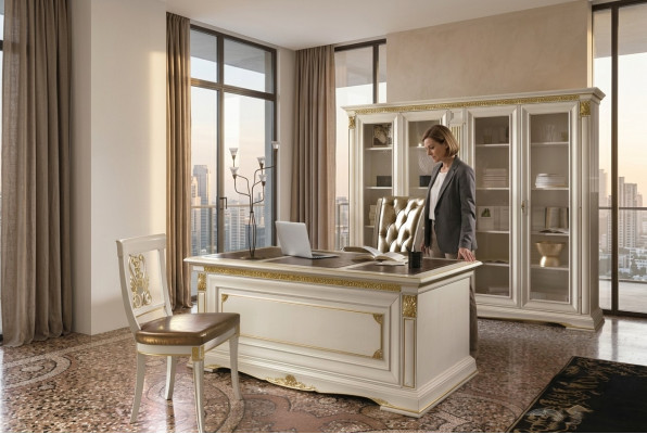 Schreifdësch Büro Dësch Edel Massivholz Dëscher Barock Rokoko Antik Stil 186x91cm Nei