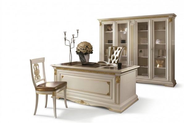 Schreifdësch Büro Dësch Edel Massivholz Dëscher Barock Rokoko Antik Stil 186x91cm Nei