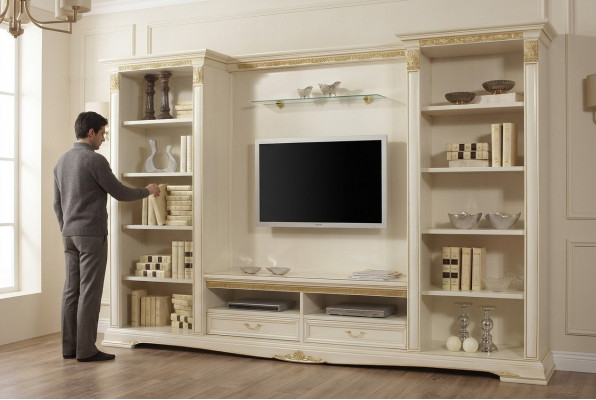 Wunnwand TV-Wand Massivholz Stil Klassesch Italienesch Wunngszëmmer Miwwelen