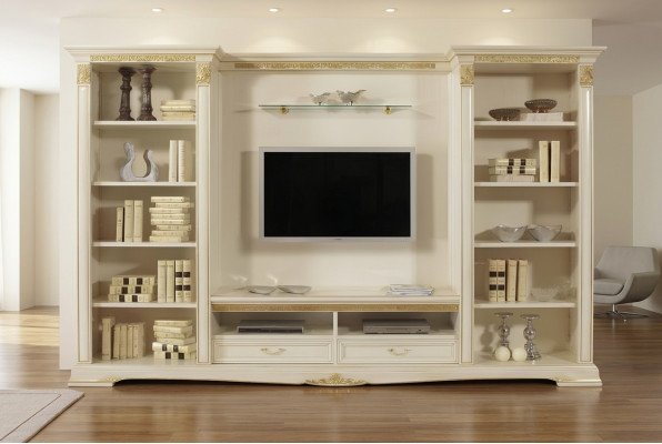 Wunnwand TV-Wand Massivholz Stil Klassesch Italienesch Wunngszëmmer Miwwelen