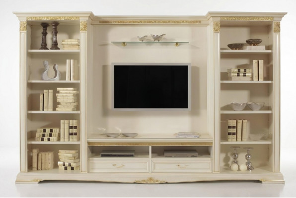 Wunnwand TV-Wand Massivholz Stil Klassesch Italienesch Wunngszëmmer Miwwelen
