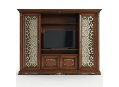 Designer Wunnzëmmer TV Anbauwand Medienwand Fernsehwand Fernsehschaf Wohnwand Massivholz