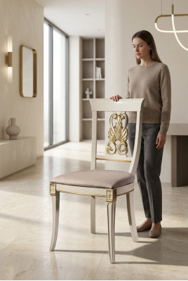 Luxus Design Polster Still Stiiler Sëtz Réck Massivholz Iesssall Barock
