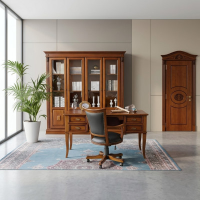 Bürosset Schreibtisch Chefsessel Komplett Büro Office Barock Rokoko 2-tlg.