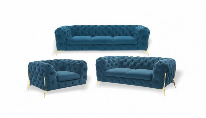 Luxus Chesterfield Polster Sofasett aus Samt 3+2 Sëtzer Couch Set Garnitur