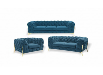 Luxus Chesterfield Polster Sofasett aus Samt 3+2 Sëtzer Couch Set Garnitur