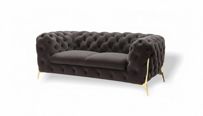 Chesterfield Samt Designer Sofa 2 Sëtziger Canapé Textil Samt Garnitur Gold Been