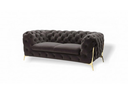 Chesterfield Samt Designer Sofa 2 Sëtziger Canapé Textil Samt Garnitur Gold Been