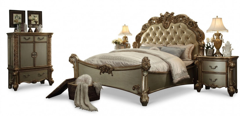 Bett 2x Noper Steeb 3 Deeler Schlofzëmmer Set Designer Luxus Grupp Garnitur