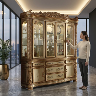 Luxus Schauschaf Vitrin Vitrinneschaf Glas Antik Stil Barock Rokoko