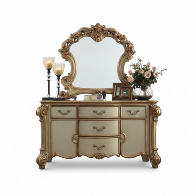 Buffet Anrichte Kommode Spigel Eechte Handaarbecht Holz Klassesch Barock Rokoko