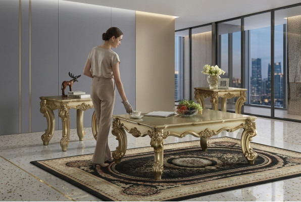 Edlen Design Couchtisch Beistelltisch Sofa Wunnzëmmer Dësch Barock