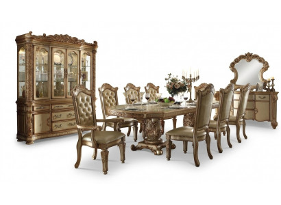 Royale Chesterfield Iesszëmmer Set Edel Iessdësch mat Chesterfield x8 Stull.