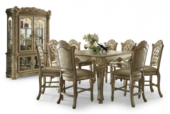 Iesszëmmer Iessgrupp Klassescht Set Iessdësch 6x Chesterfield Lehnstillen