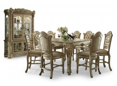 Iesszëmmer Iessgrupp Klassescht Set Iessdësch 6x Chesterfield Lehnstillen
