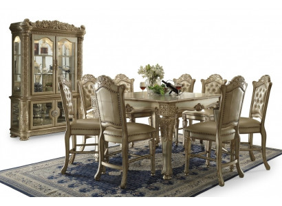 Gold Grupp Designer Iessdësch mat x8 Still Iesszëmmer Miwwelen 9tlg.