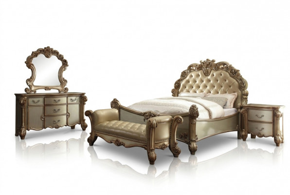 Bett 2x Nospiedestal 3tlg. Klassesch Schlofzëmmer Set Luxus Barock Rokoko