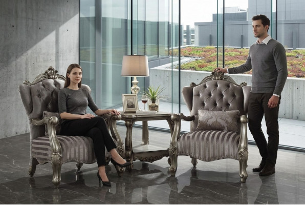 Edele Designer Klassesch Couchtisch Niewentisch Dësch Holz Barock