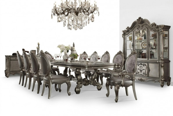 Iessen Dësch 10 Stull Esszëmmer Set Essgrupp Holz Dësch 11tlg. Barock