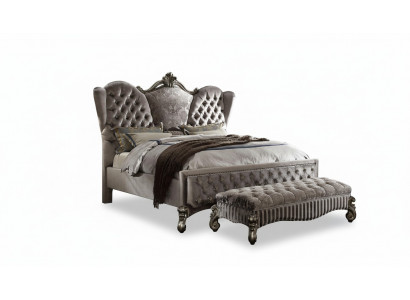 Bett Polsterbett Luxus Duebel-Schlofzëmmer Deko Barock Holz Lieder Better