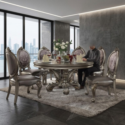Design Holz Dësch Ronnen Iessdësch Ronn Iessdëscher 150cm Luxusklass Wunnzëmmer