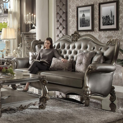 Chesterfield Sofa 3-Sëtz Couch Polster Lieder Sofas Wunnzëmmer Dräisëtzer
