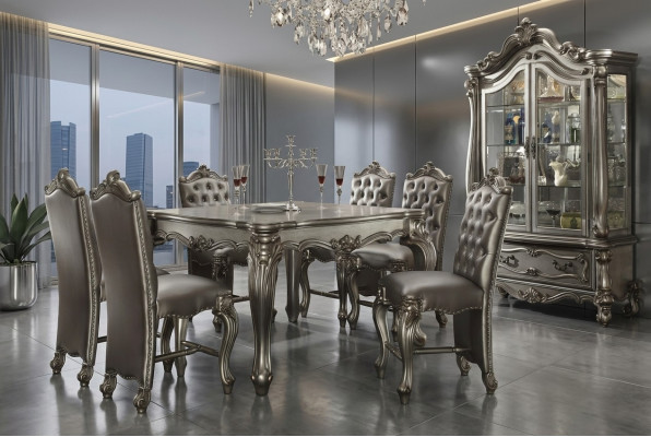 Klassesch griicht Iesszëmmerambiente Designer cuadrateschen Iessdësch Lieder Chesterfield Still 7 Stéck.