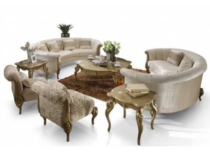 Design Sofasett 4+4 Sëtzer Beistell Dësch Ronn Sofa Gepolstert Klassesch Sofae Nei