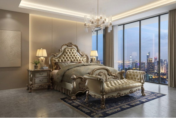 Bett 2x Nuetsdësch 3 tlg. Schlofkummer Set Luxus Better Chesterfield Lieder