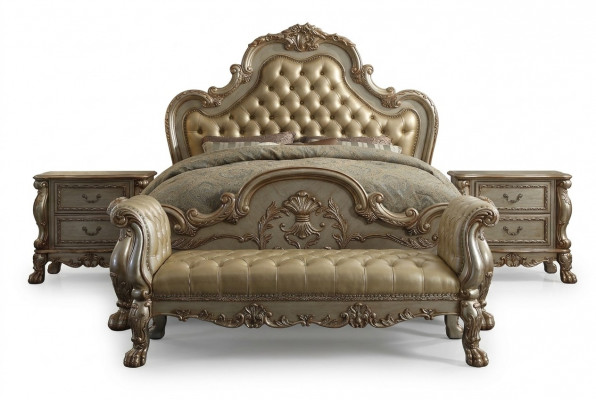 Bett 2x Nuetsdësch 3 tlg. Schlofkummer Set Luxus Better Chesterfield Lieder