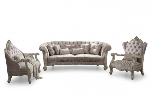 Grouss Sofa Couch Polster Set 4+1 Sëtz Textil Sofas Couchen Chesterfield nei
