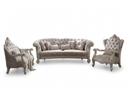 Grouss Sofa Couch Polster Set 4+1 Sëtz Textil Sofas Couchen Chesterfield nei