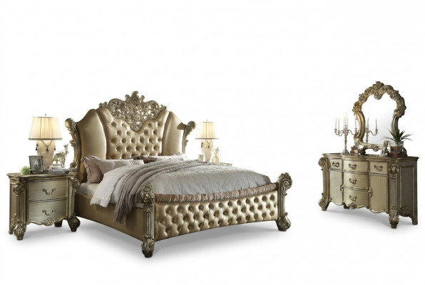 Miwwelen 5-Set Bett + 2x Nuetsdësch + Kommode + Spigel Schlofzëmmer