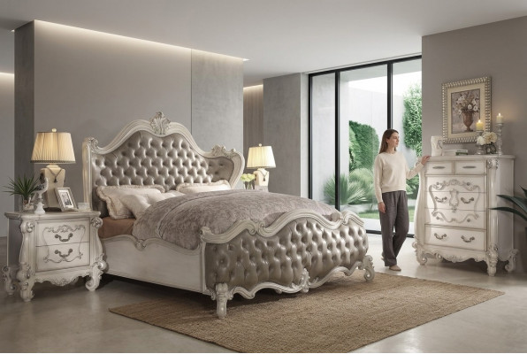 Design Luxus Schlofzëmmer Set Bett Deko 2x Nuetsdëscher Kommode Garnitur