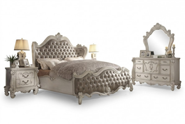Design Luxus Schlofzëmmer Set Bett Deko 2x Nuetsdëscher Kommode Garnitur