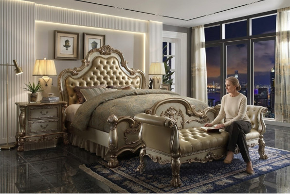 Chesterfield Lieder Luxus Better Bett 2x Nuetsdësch Hocker Duebelbett