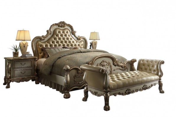 Chesterfield Lieder Luxus Better Bett 2x Nuetsdësch Hocker Duebelbett