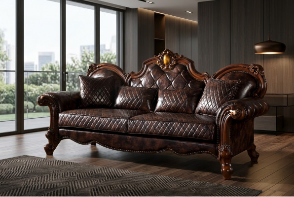Gehëtzt Barock Wunnzëmmer Miwwelen Sofa Lieder Couch Dräisëtzer Sëtz