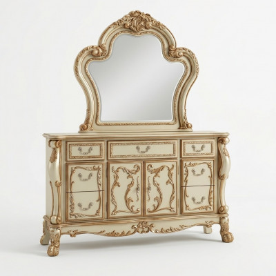 Edel Kommode Buffet Kommoden Schaf + Spigel Barock Rokoko Anrichte Holz nei