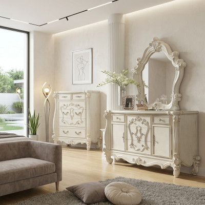 Buffet Kommode Kommoden Schaf Barock Rokoko Spigel Anrichte Konsole Holz nei