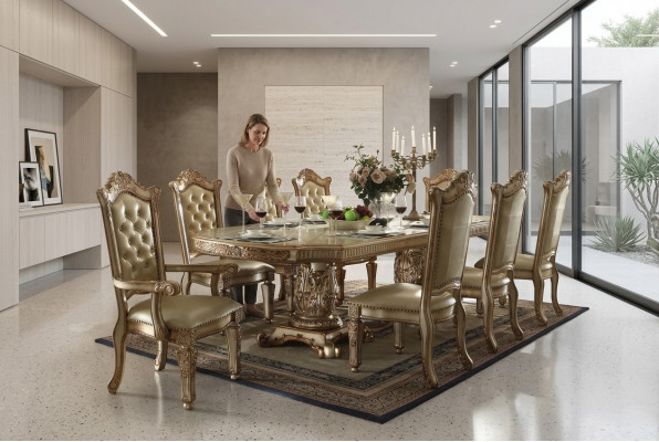 Barock Antik Stil Iessdësch Dësch Eechte Holz Klassesch Designer Dëscher Rokoko