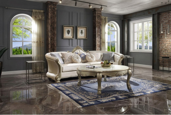 Klasseschen Dësch Couchtisch Niewendësch Canapé Design Wunnzëmmer Barock