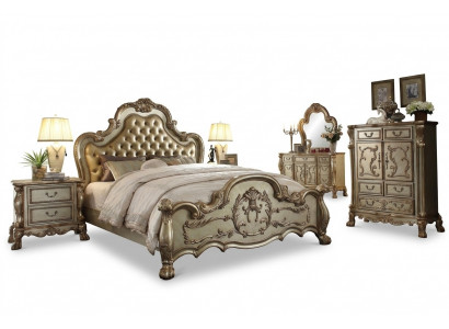 Schlofzëmmer Set Nuetsschränk Bett 5tlg. Klassesch Barock Rokoko Antik Stil Holz