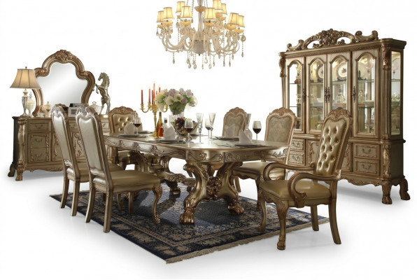 Kinneklechen Iessdësch Designer Chesterfield 6x Still Komplett Garnitur 7-Stéck Set