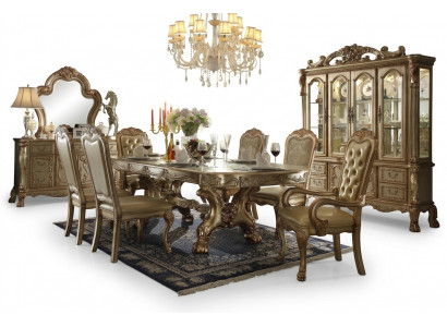 Kinneklechen Iessdësch Designer Chesterfield 6x Still Komplett Garnitur 7-Stéck Set