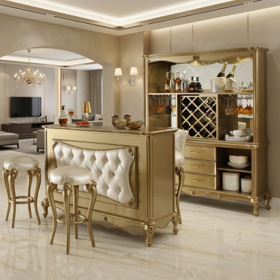 Barbänk, Bar Dësch, Holz, Bar Dëscher, Tresen, Luxus Klass, Barock, Handaarbecht, Nei