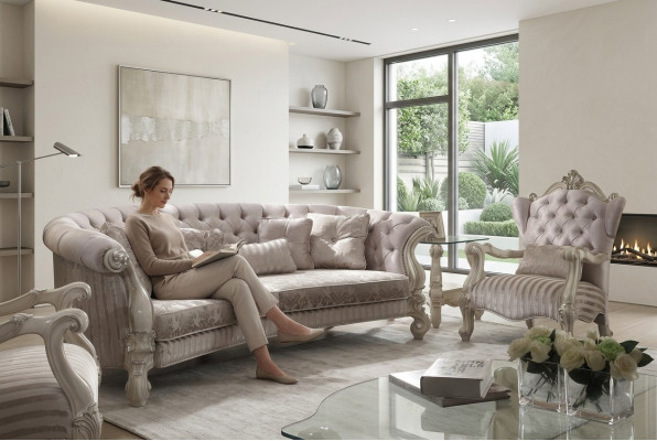 Chesterfield Sofa 4 Sëtzer Couch Polster Luxus Klassesch Textil Sofas Barock